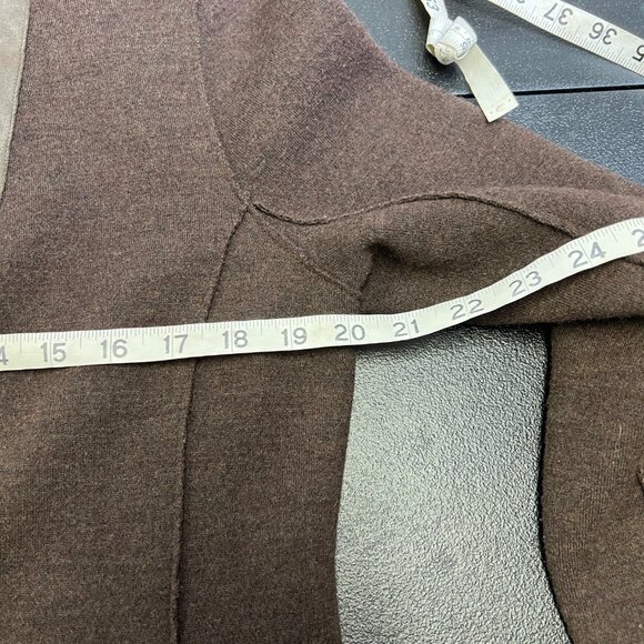 Eileen Fisher Womens Wool & Lamb Leather Blazer Jacket size Med Brown Suede Trim - Picture 8 of 10